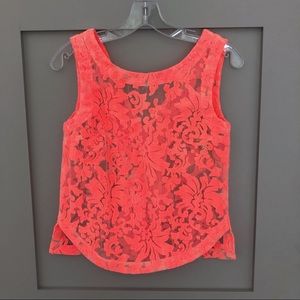 Neon orange sheer blouse